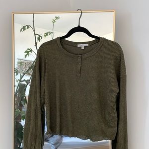 Soft Chenille Forest Green Henley